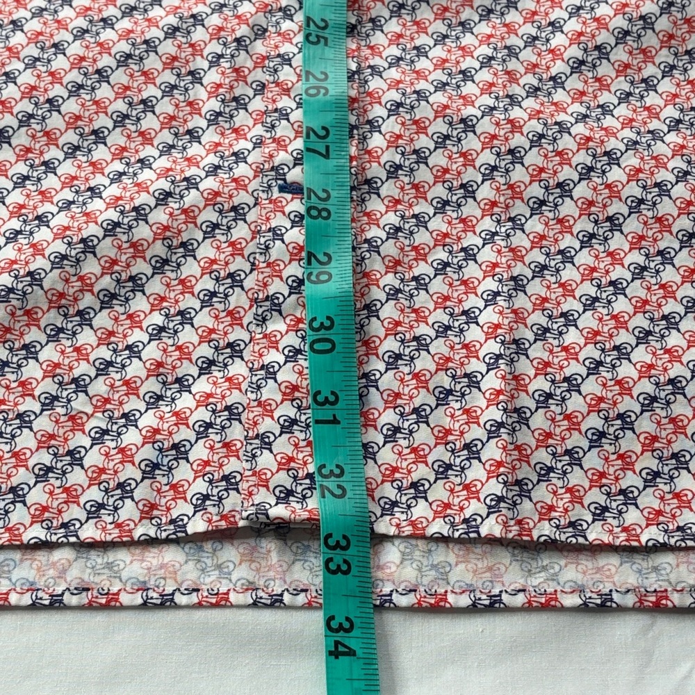 ❤️ Neiman Marcus Red Blue Bike Print Button Down Short Sleeve Shirt Men’s XXL ❤️ - Picture 14 of 16